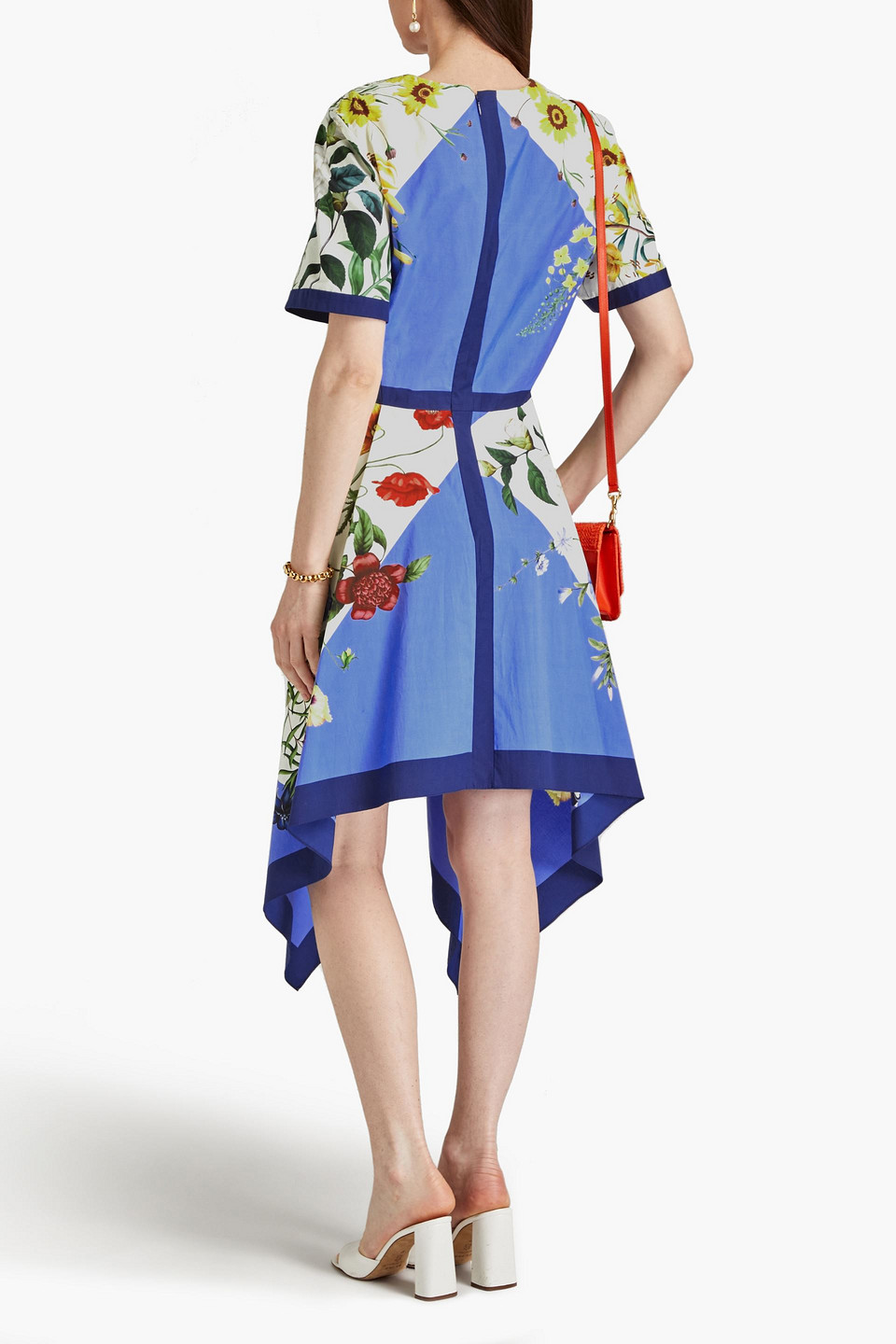 Oscar De La Renta Floral-print Cotton-blend Poplin Midi Dress In White