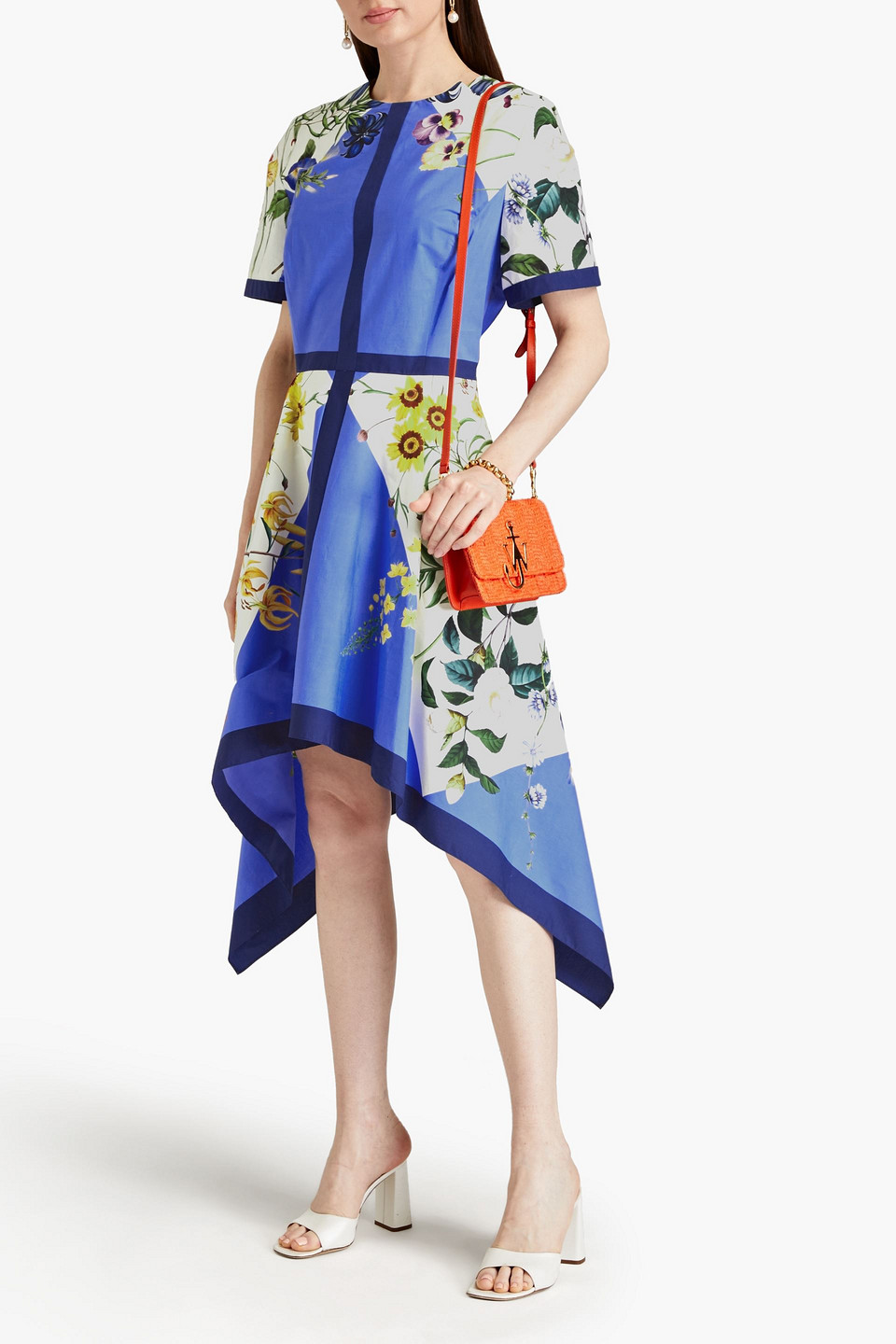 Oscar De La Renta Floral-print Cotton-blend Poplin Midi Dress In White