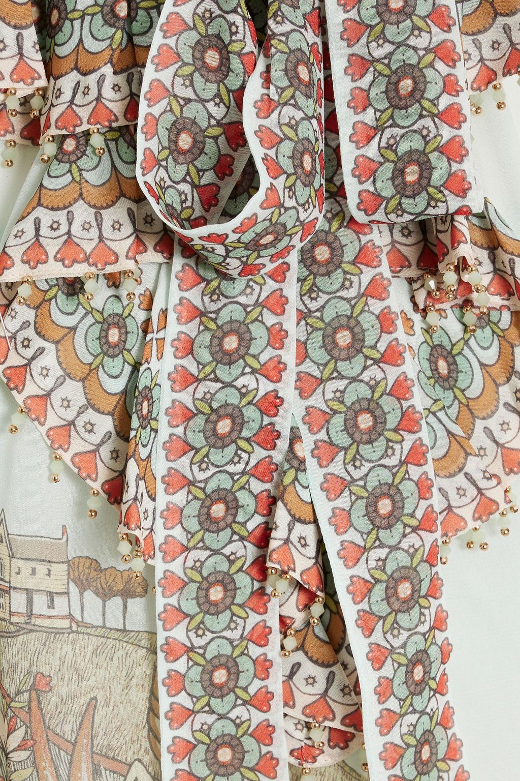 ZIMMERMANN Bead-embellished printed chiffon blouse