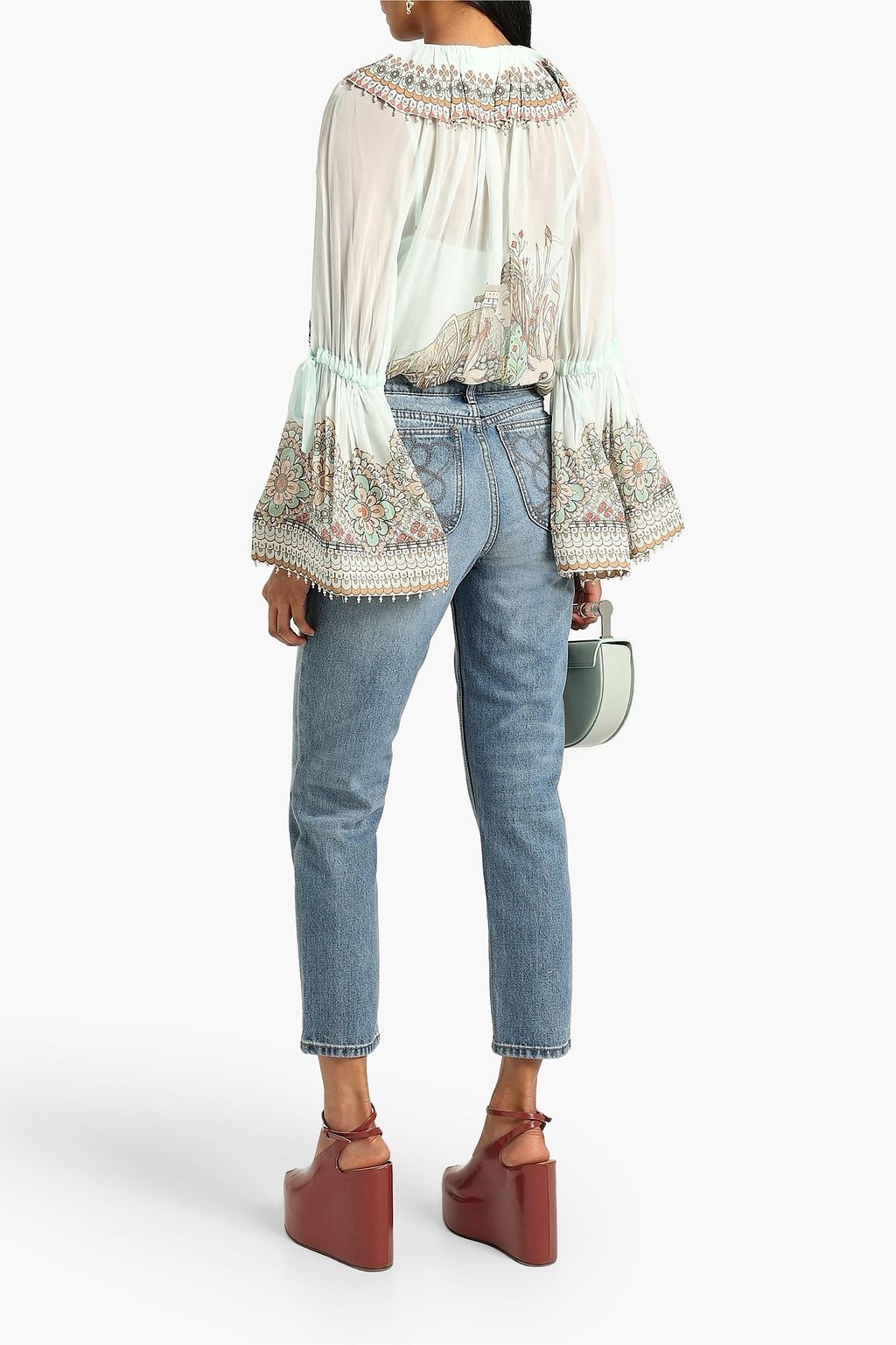 ZIMMERMANN Bead-embellished printed chiffon blouse