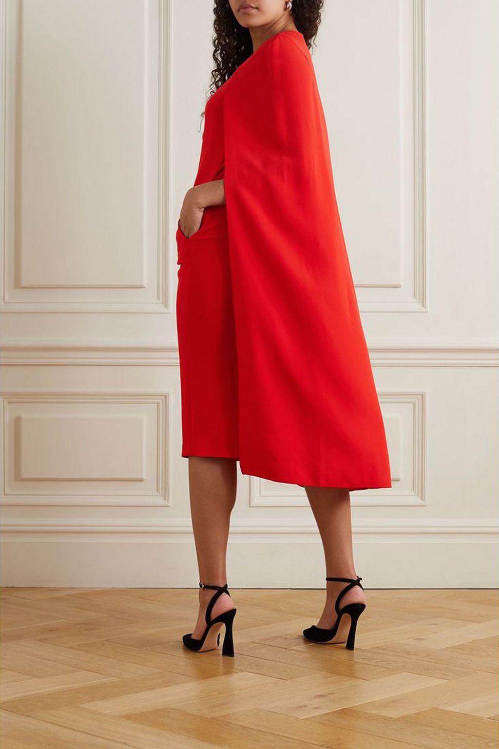 STELLA MCCARTNEY فستان متوسّط الطول من الكريب بأسلوب الكاب