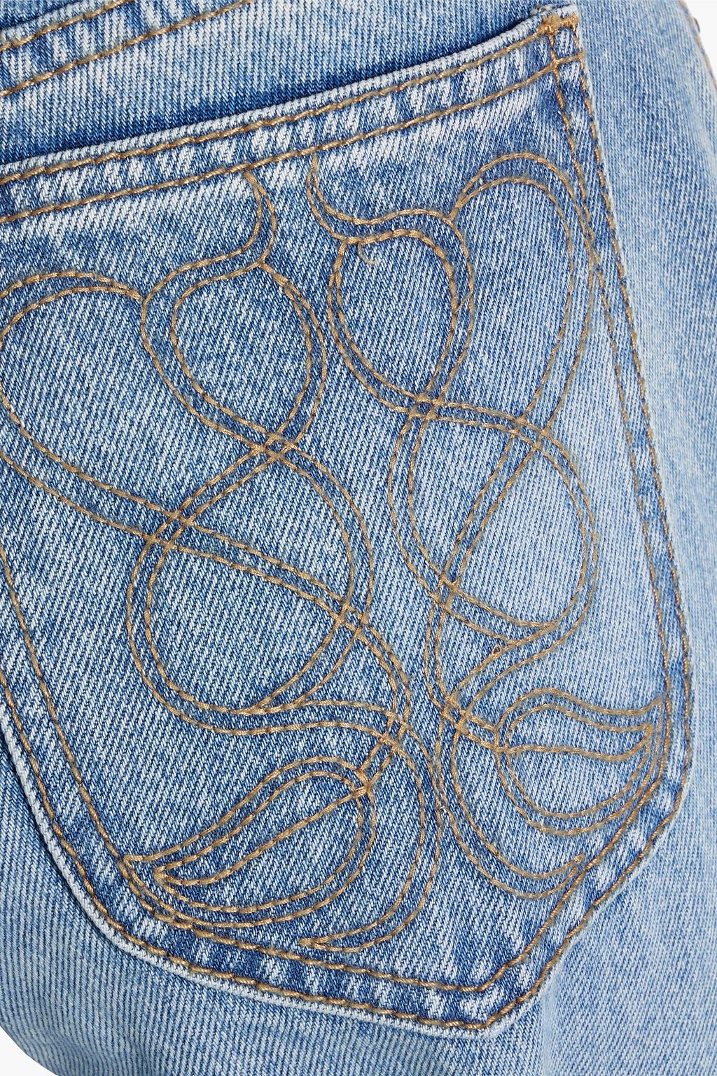 ZIMMERMANN Cropped embroidered high-rise straight-leg jeans