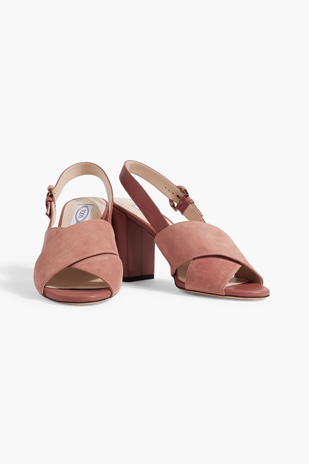 TOD'S Slingback-Sandalen aus Leder und Veloursleder