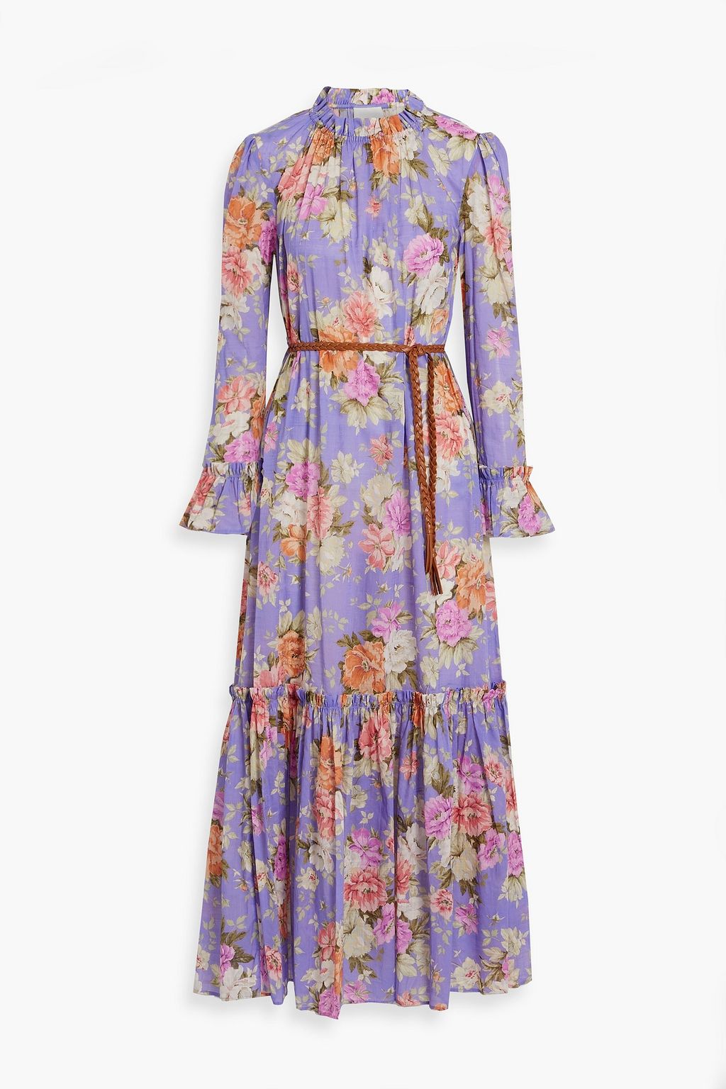 ZIMMERMANN Gathered floral-print cotton-gauze maxi dress