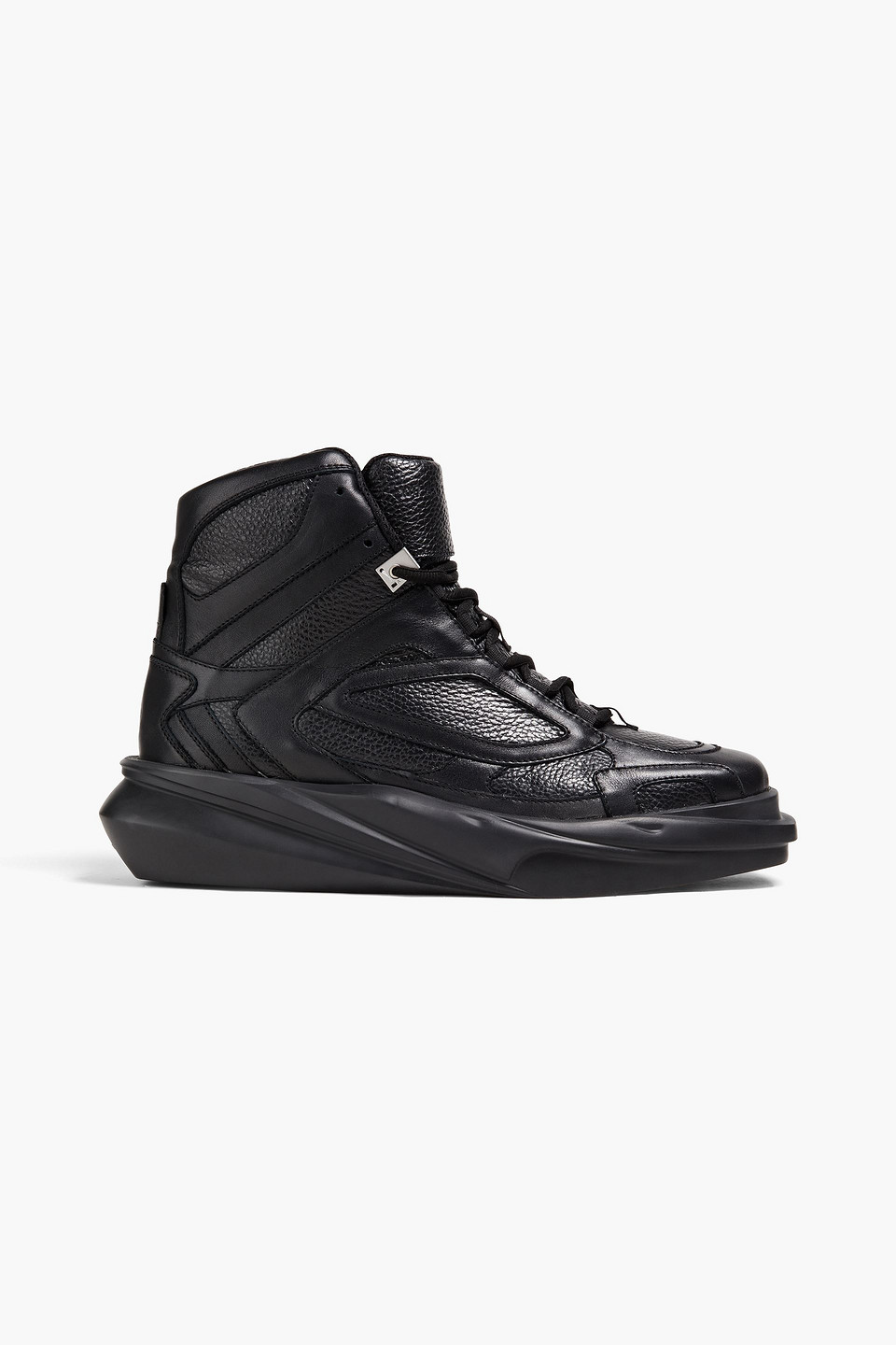 Shop Alyx Mono Hiking Pebbled-leather High-top Sneakers In Black