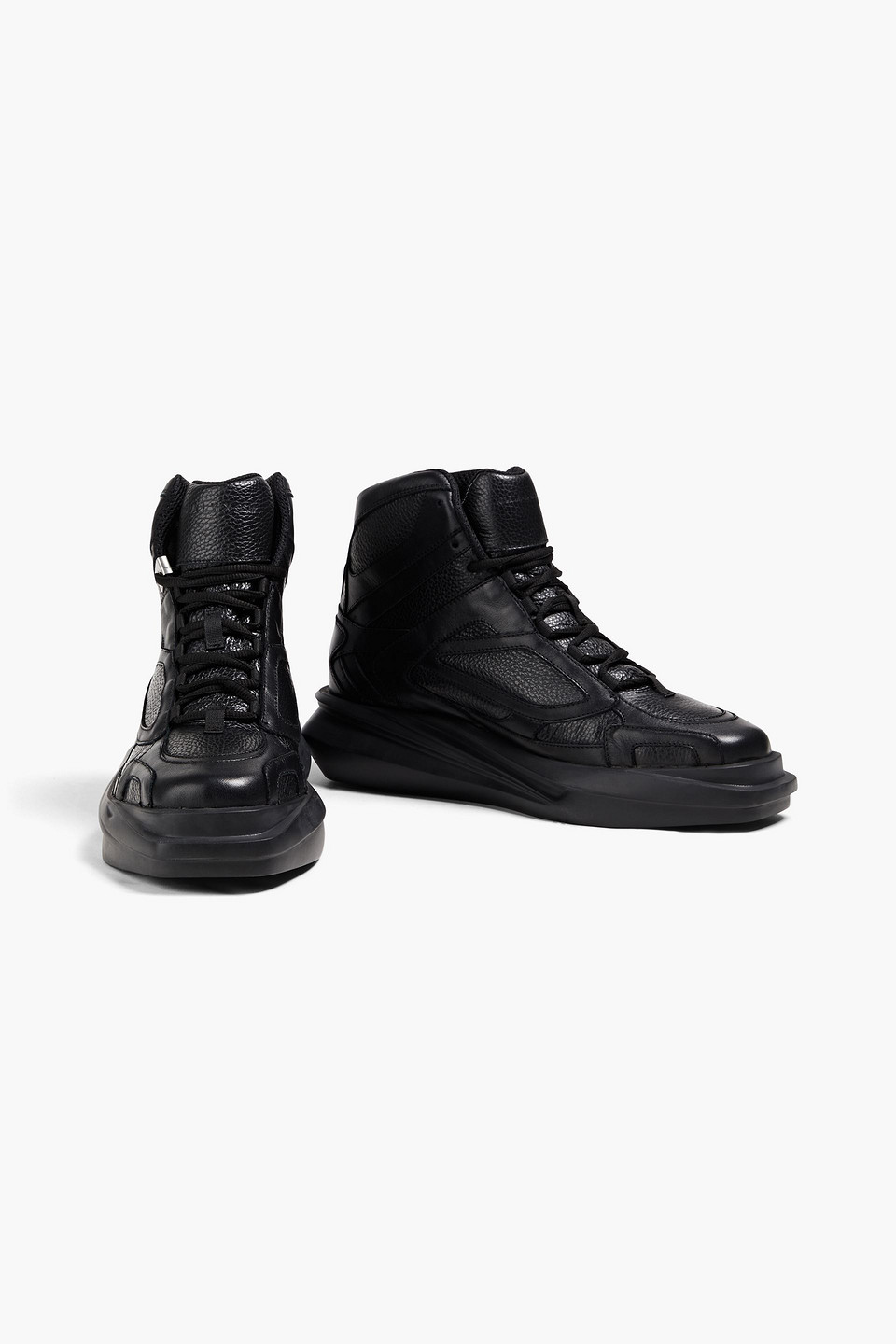 Shop Alyx Mono Hiking Pebbled-leather High-top Sneakers In Black