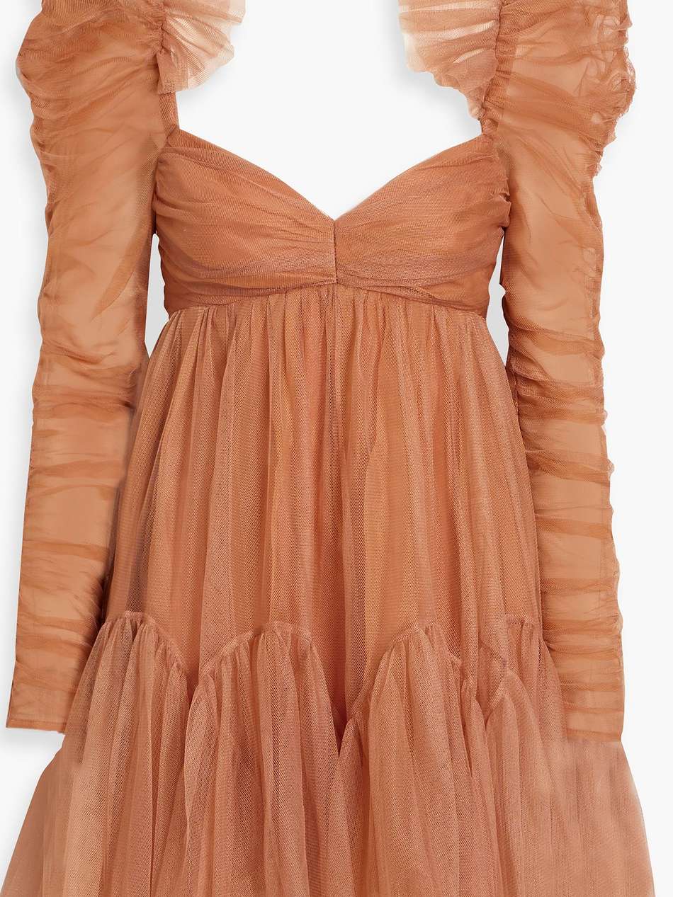 ruched tulle mini dress