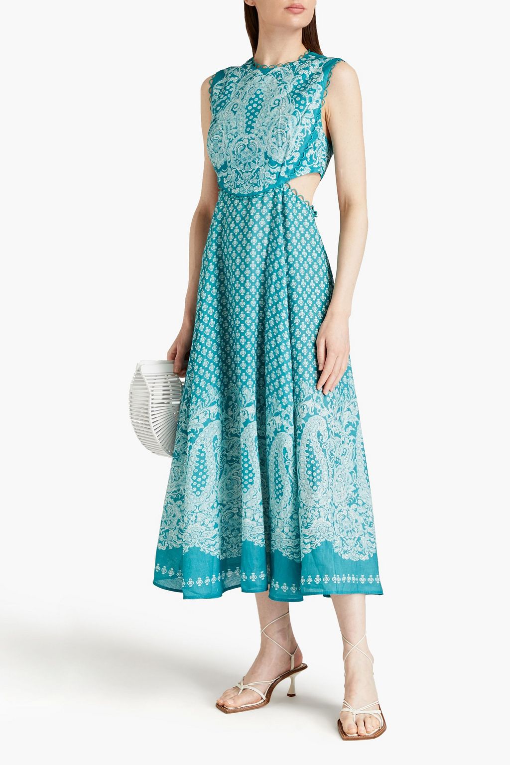ZIMMERMANN Cutout paisley-print linen midi dress