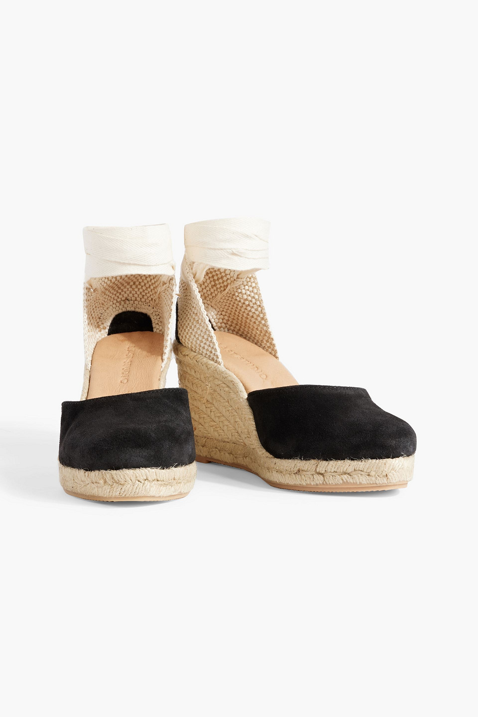 Shop Last Studio Leda Suede Wedge Espadrilles In Black