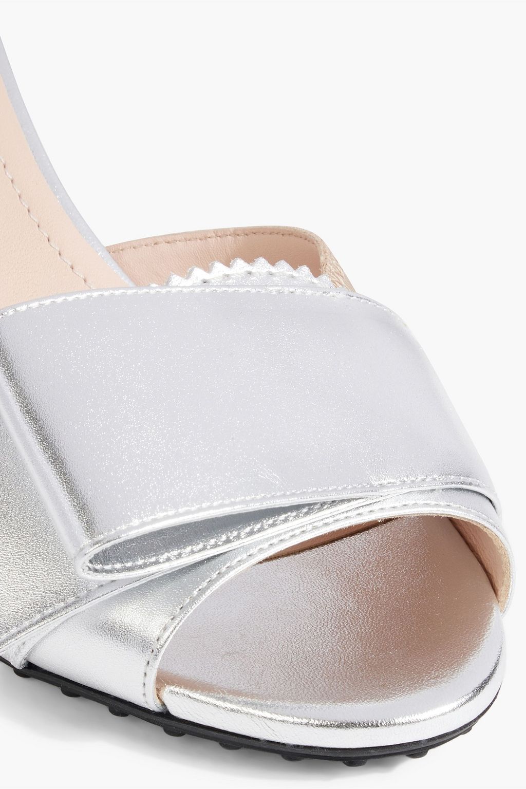 TOD'S Bow-embellished metallic leather sandals