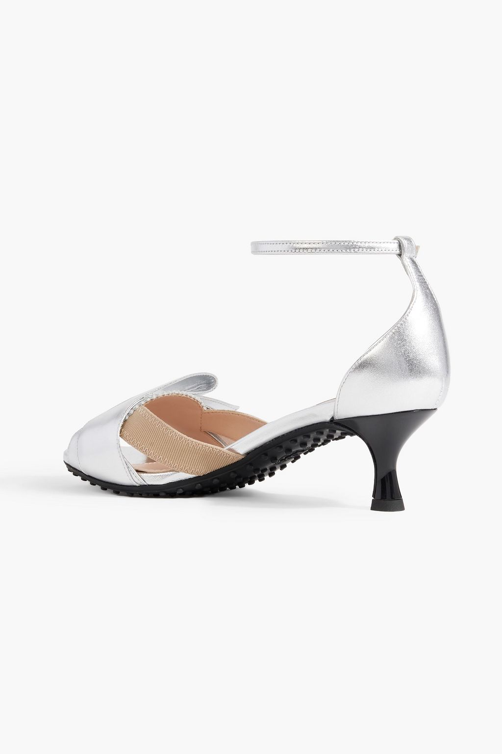 TOD'S Bow-embellished metallic leather sandals