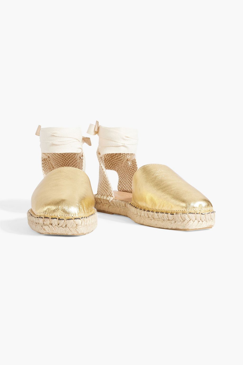 LAST STUDIO Espadrilles aus Metallic-Leder
