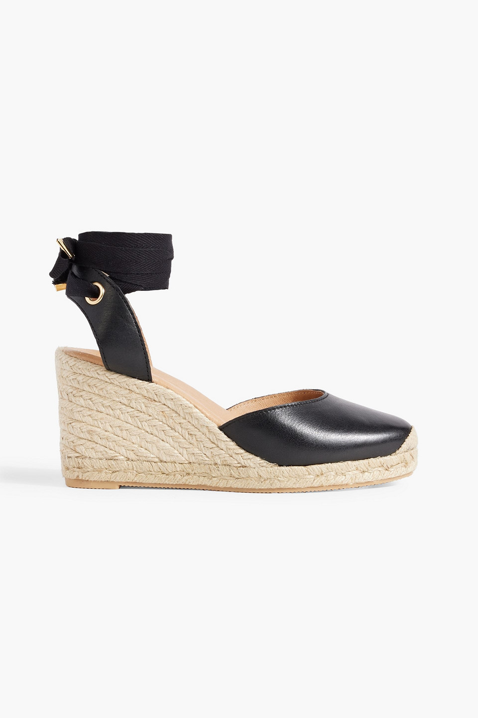 Leather wedge espadrilles