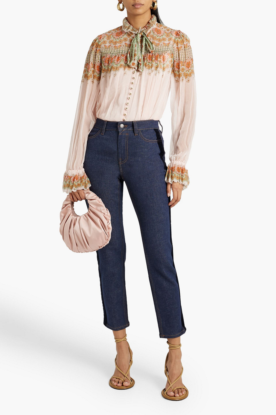 Shop Zimmermann Cropped High-rise Straight-leg Jeans In Dark Denim