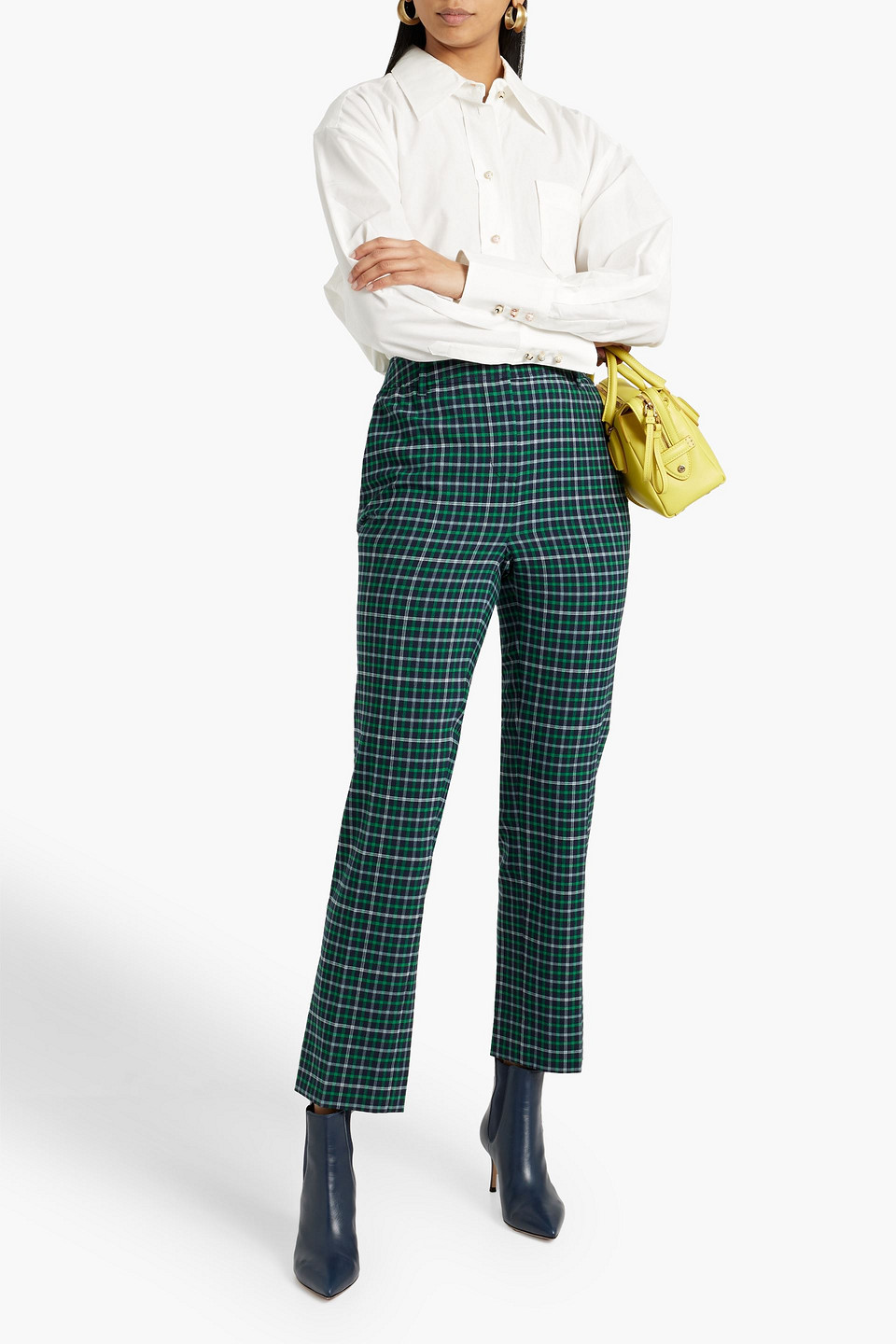 Shop Zimmermann Checked Jacquard Straight-leg Pants In Green