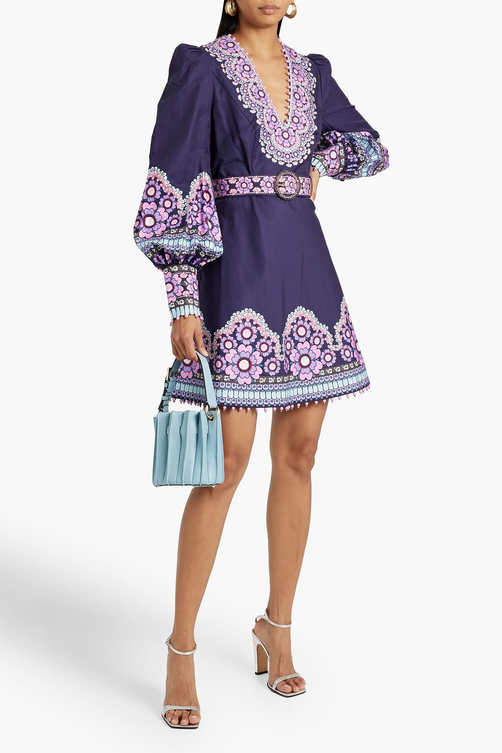 ZIMMERMANN Minikleid aus Popeline aus einer Baumwoll-Seidenmischung mit floralem Print