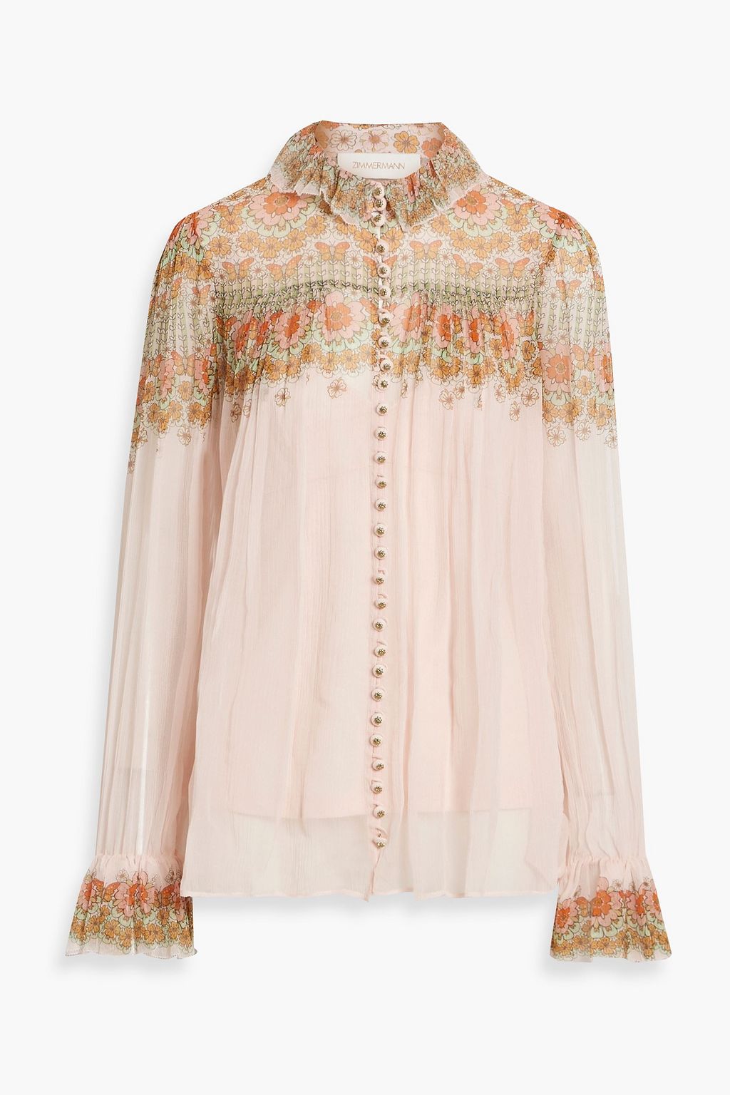 ZIMMERMANN Floral-print silk-georgette blouse | Sale up to 70% off ...