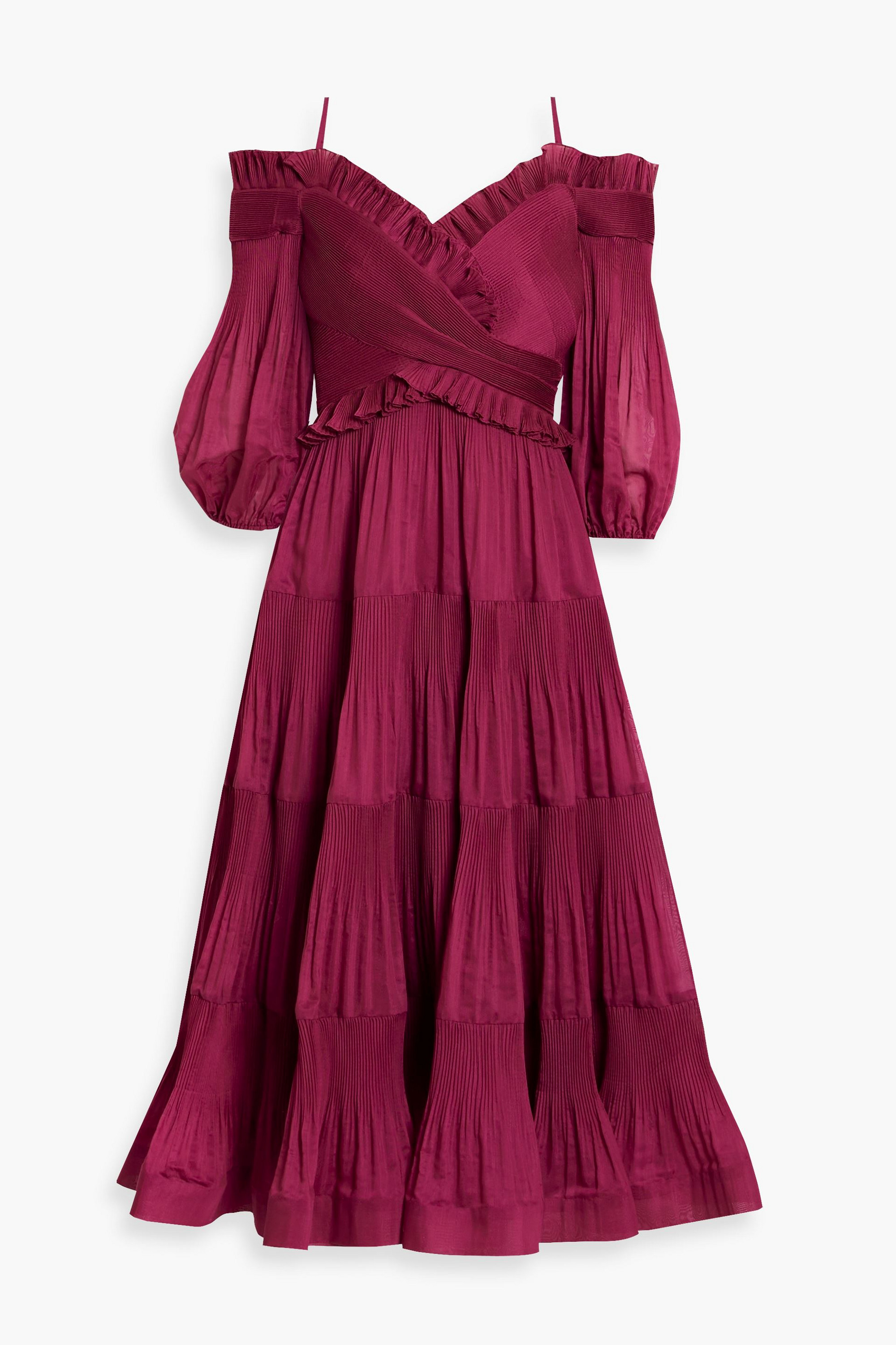Zimmermann - Cold-shoulder pliss-organza midi dress | Plush