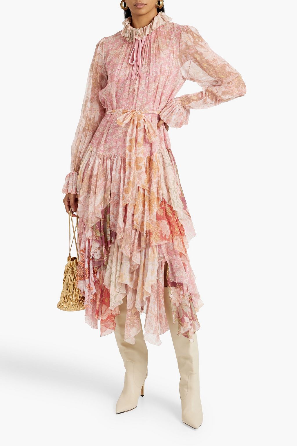 ZIMMERMANN Ruffled floral-print silk-georgette midi dress