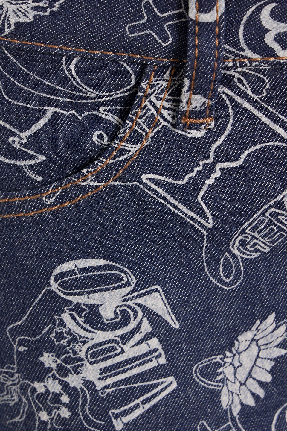Zimmermann Printed High-rise Slim-leg Jeans In Dark Denim