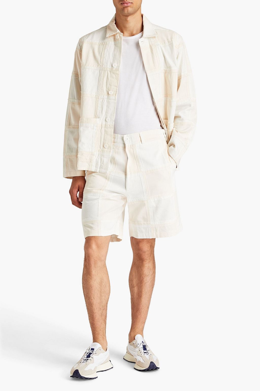 SMR DAYS Leeward patchwork herringbone cotton shorts