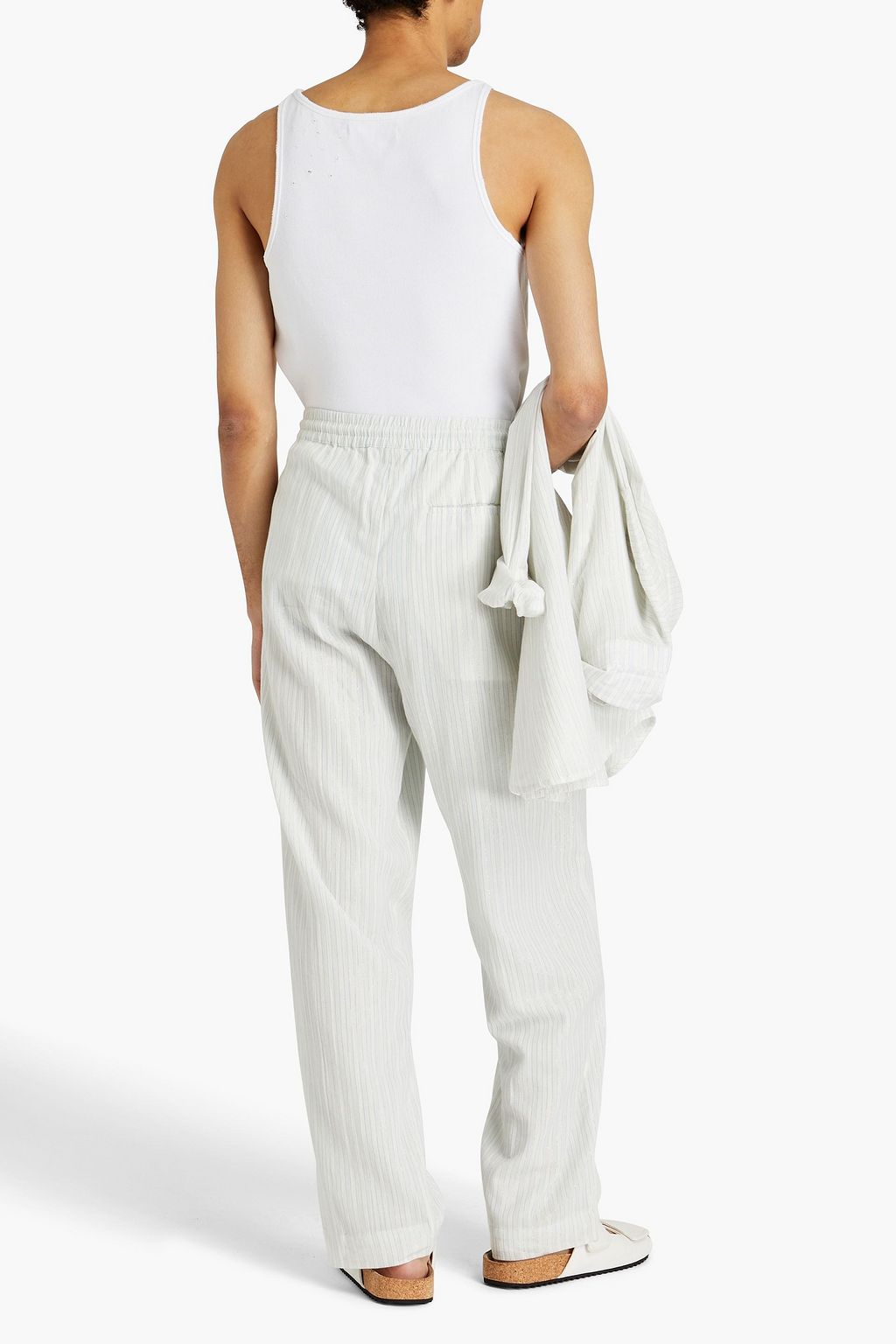 SMR DAYS Metallic striped cotton-blend gauze pants
