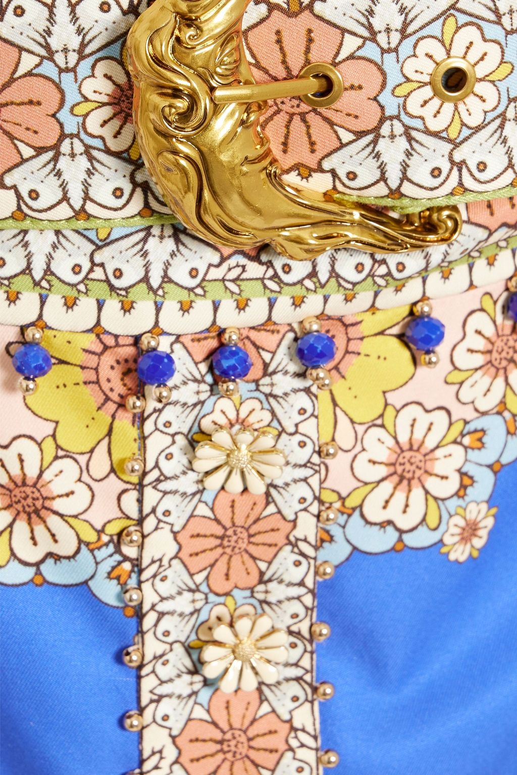ZIMMERMANN Embellished printed cotton and silk-blend twill mini skirt