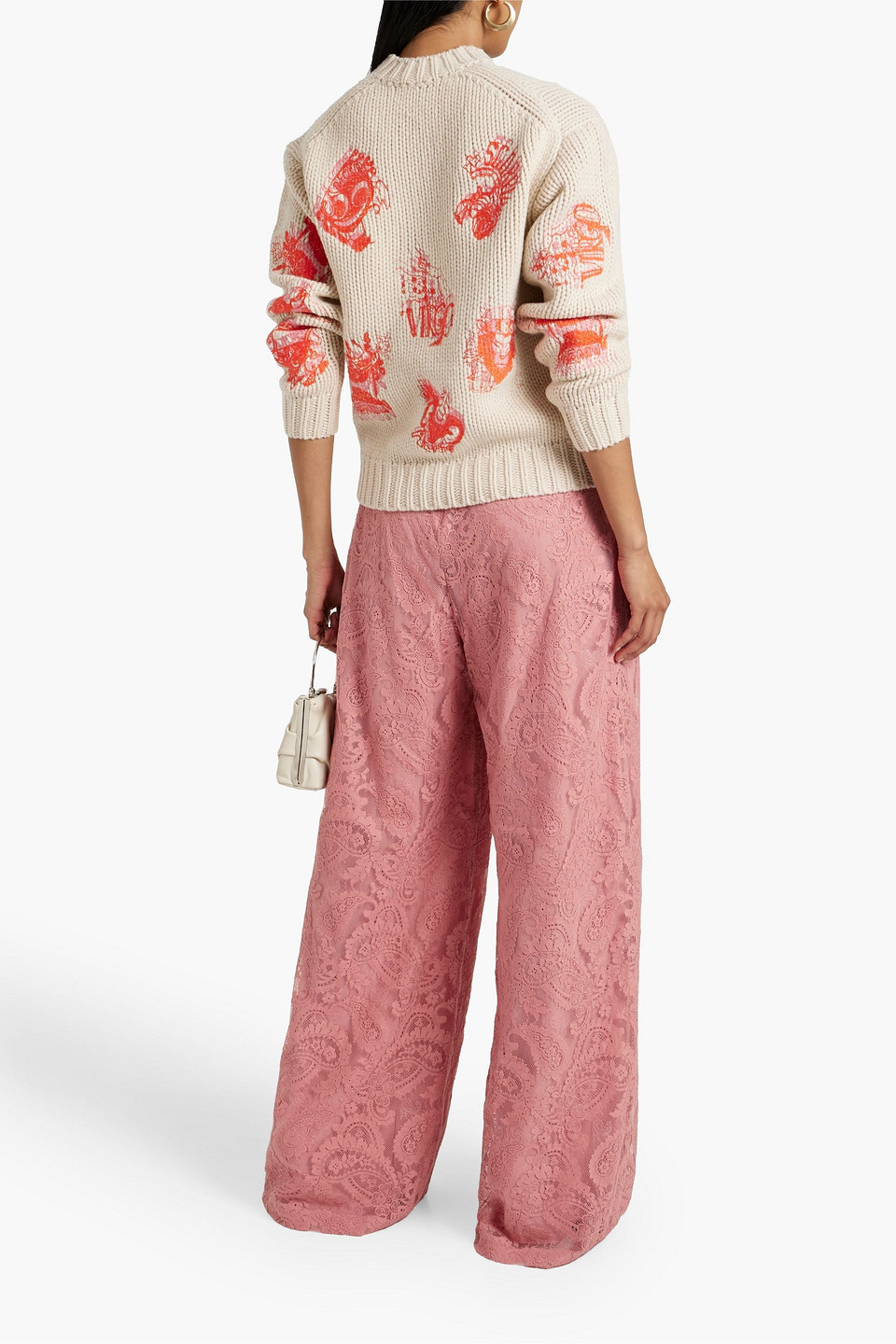 Shop Zimmermann Lace Wide-leg Pants In Antique Rose