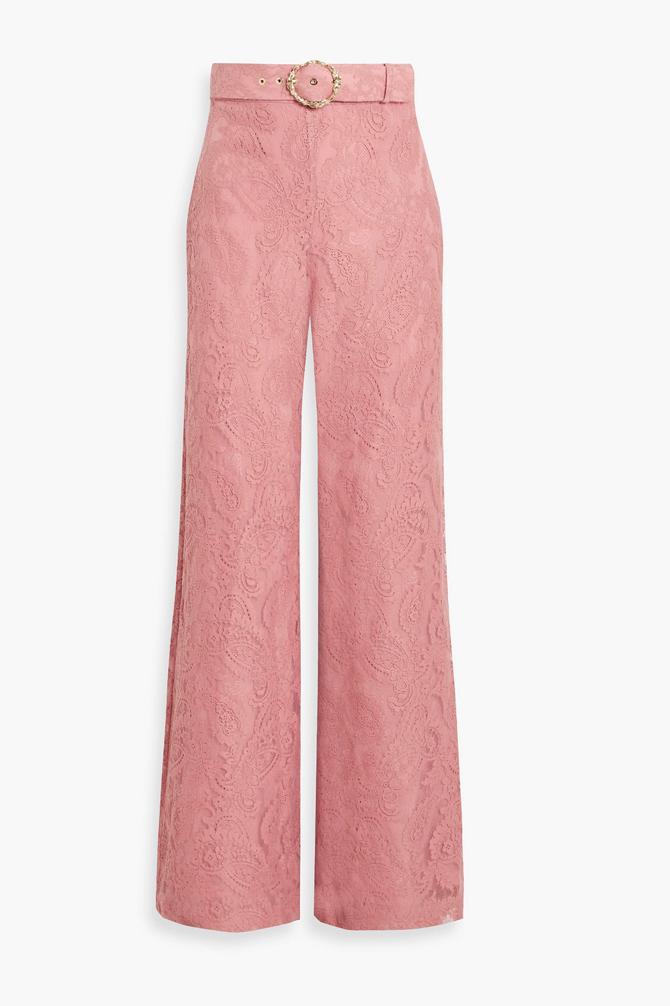 Shop Zimmermann Lace Wide-leg Pants In Antique Rose