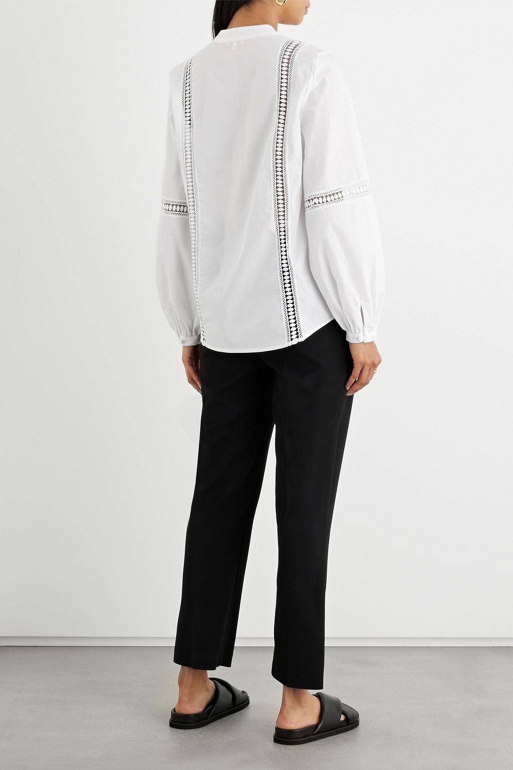 IRIS & INK Toni crochet-trimmed organic cotton-poplin top