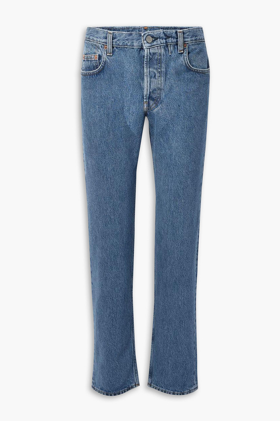 Sporty And Rich High-rise Straight-leg Jeans In Mid Denim