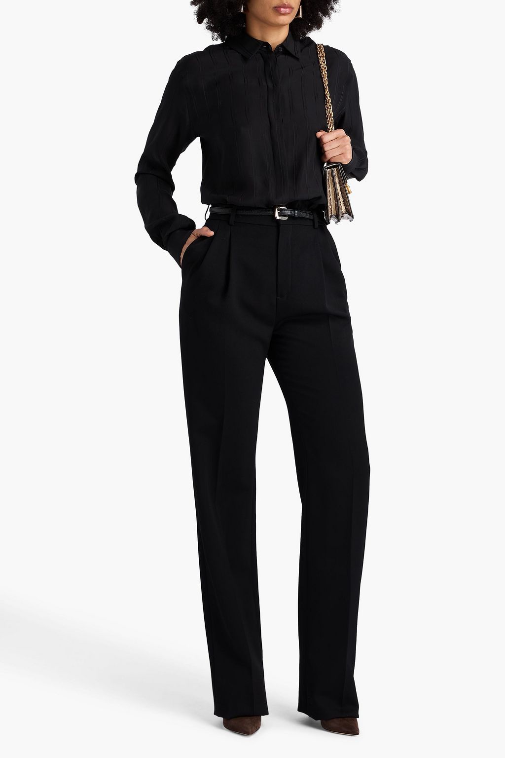 SAINT LAURENT シルクジャカード シャツ ストライプ
