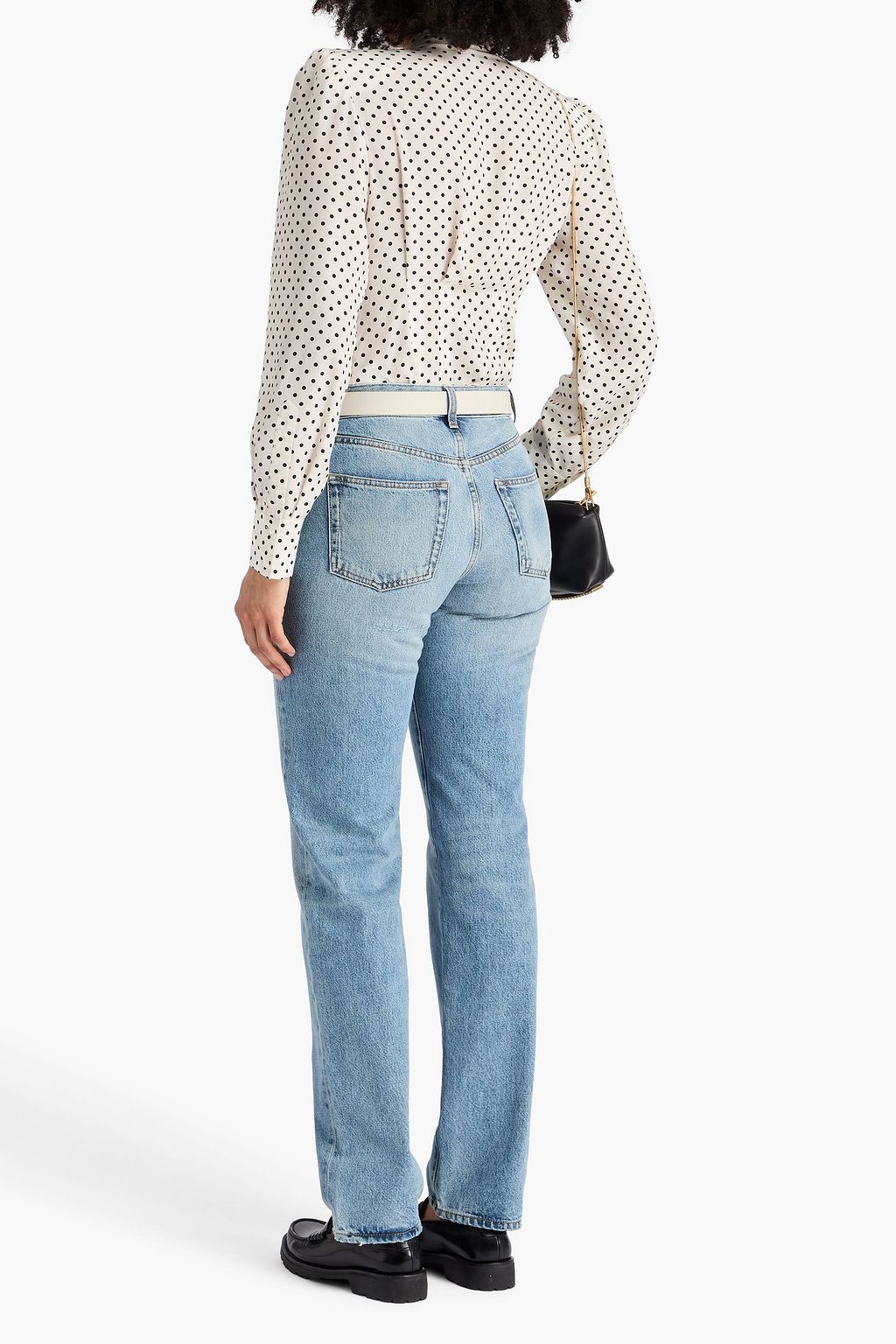 SAINT LAURENT Faded high-rise straight-leg jeans