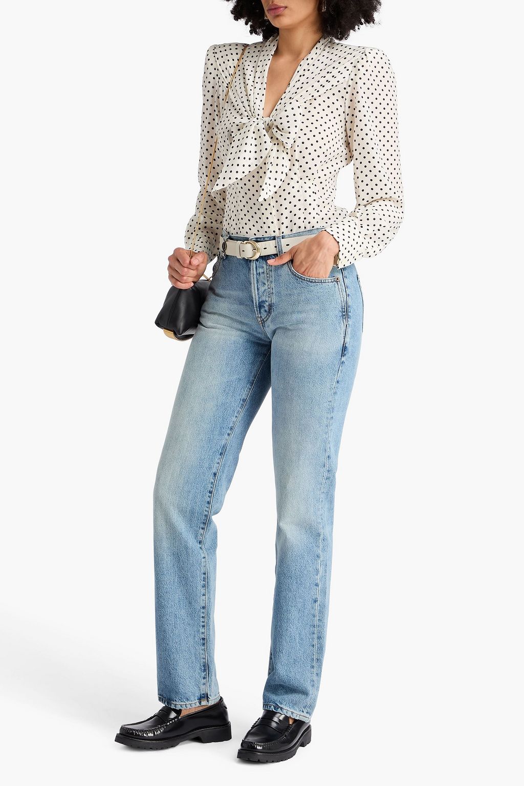 SAINT LAURENT Faded high-rise straight-leg jeans