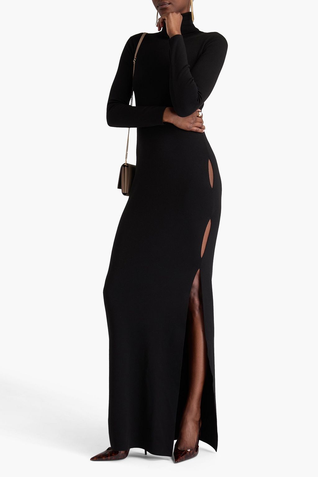 SAINT LAURENT Cutout wool maxi dress