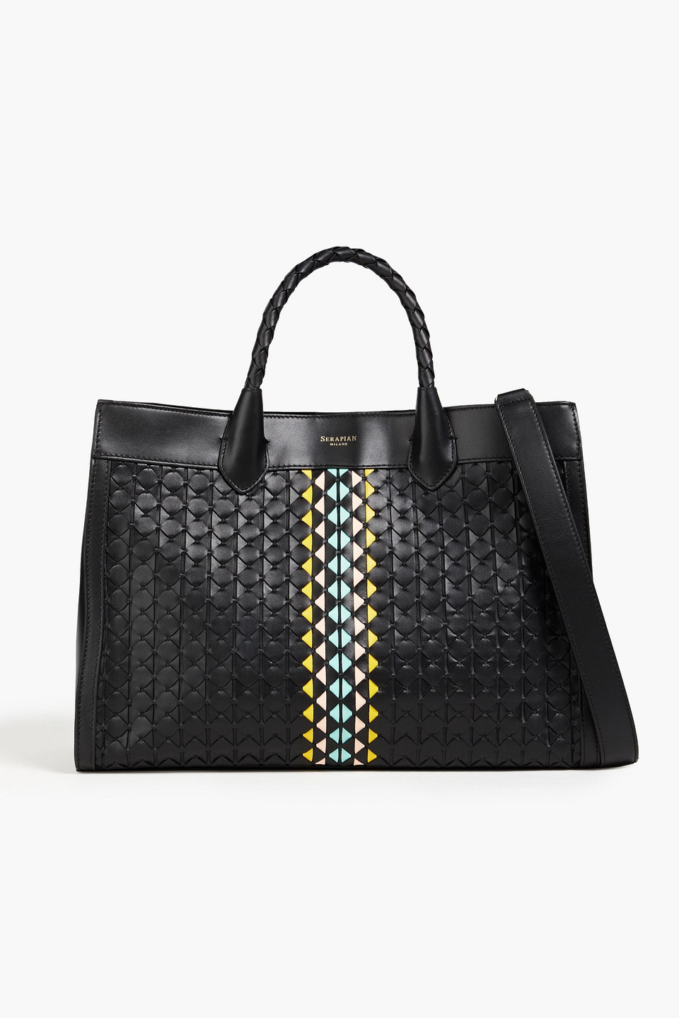 Serapian Lorelei Tote Bag Aus Geflochtenem Leder Mit Print