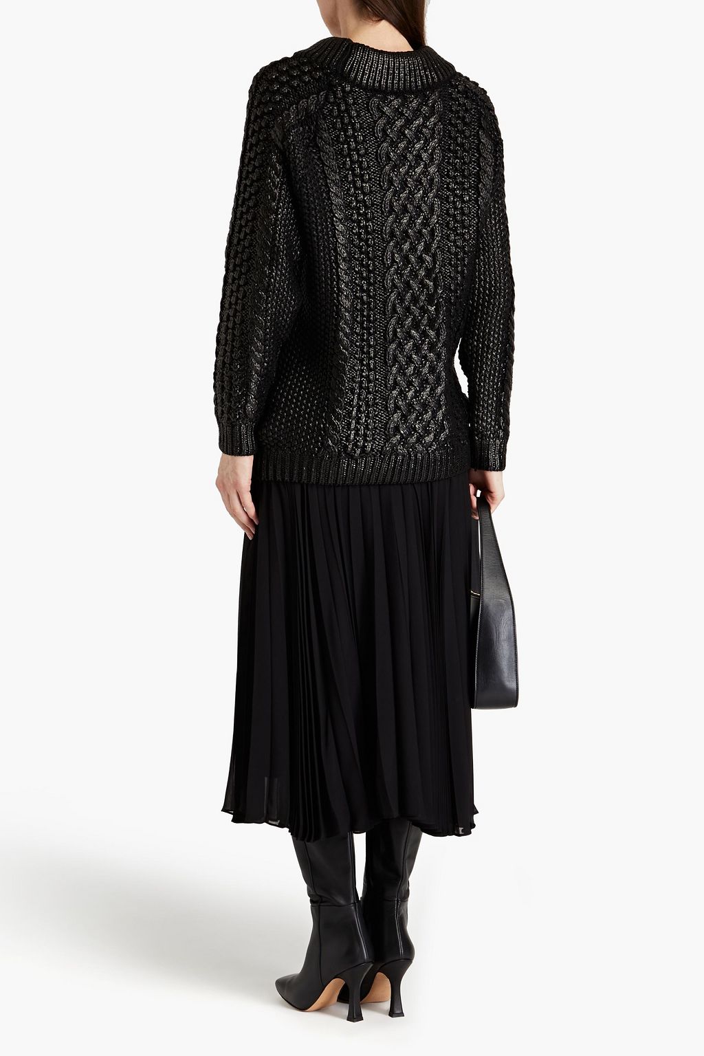 ALBERTA FERRETTI Coated cable-knit wool sweater