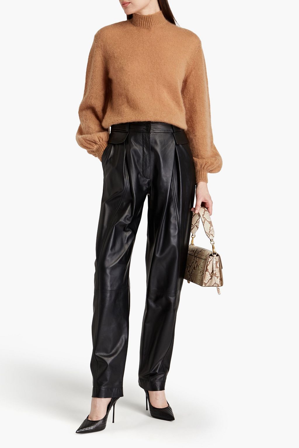 ALBERTA FERRETTI كنزة رياضية بياقة عالية من مزيج الموهير