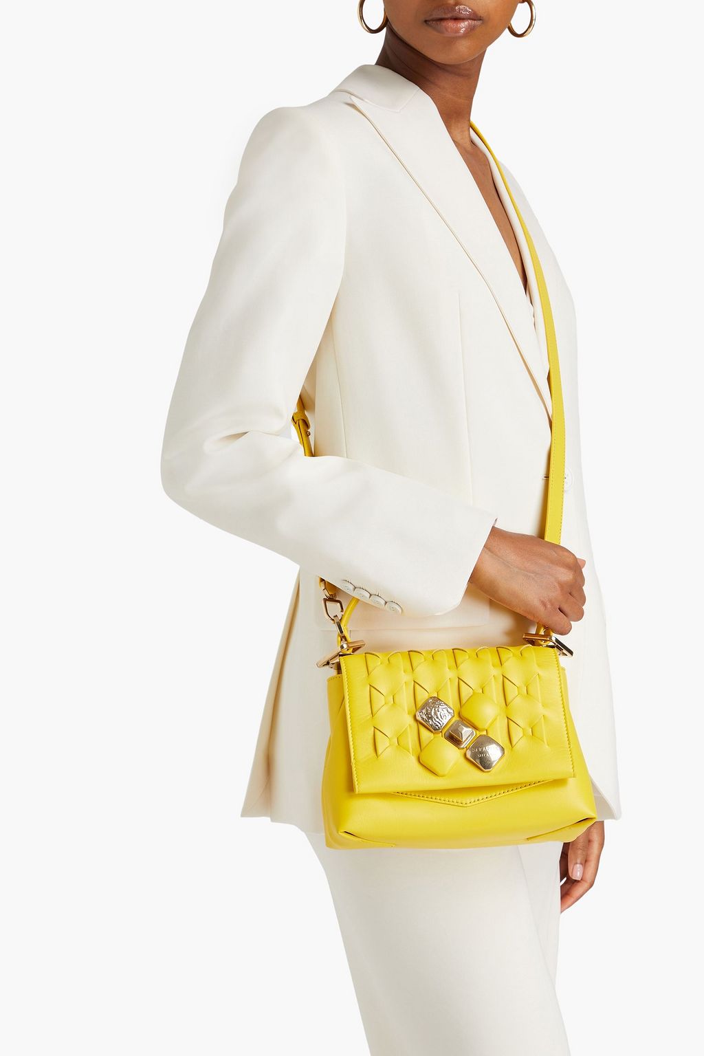 SERAPIAN 1928 small embellished woven leather tote