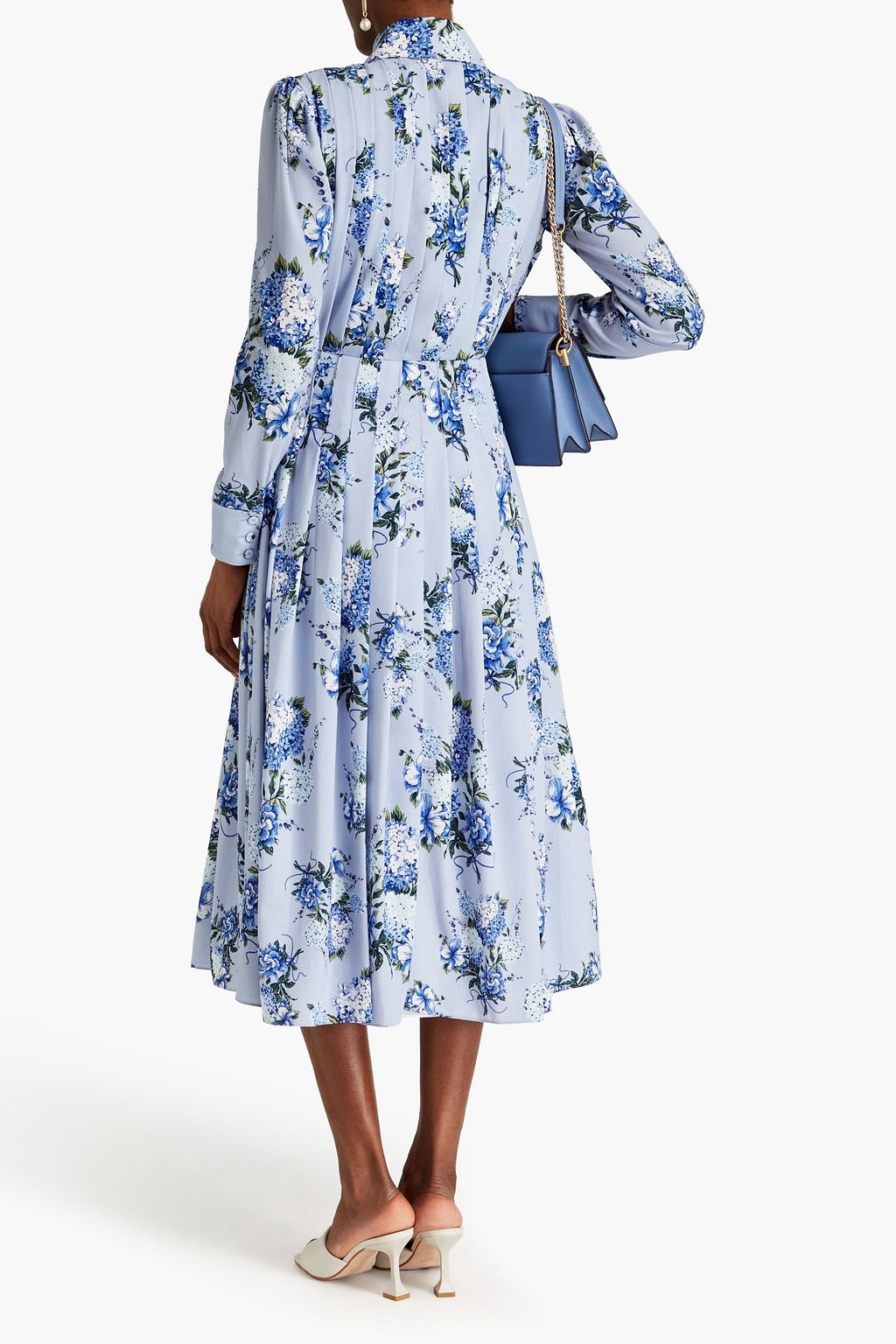 EMILIA WICKSTEAD Anatola pleated floral-print crepe midi shirt dress