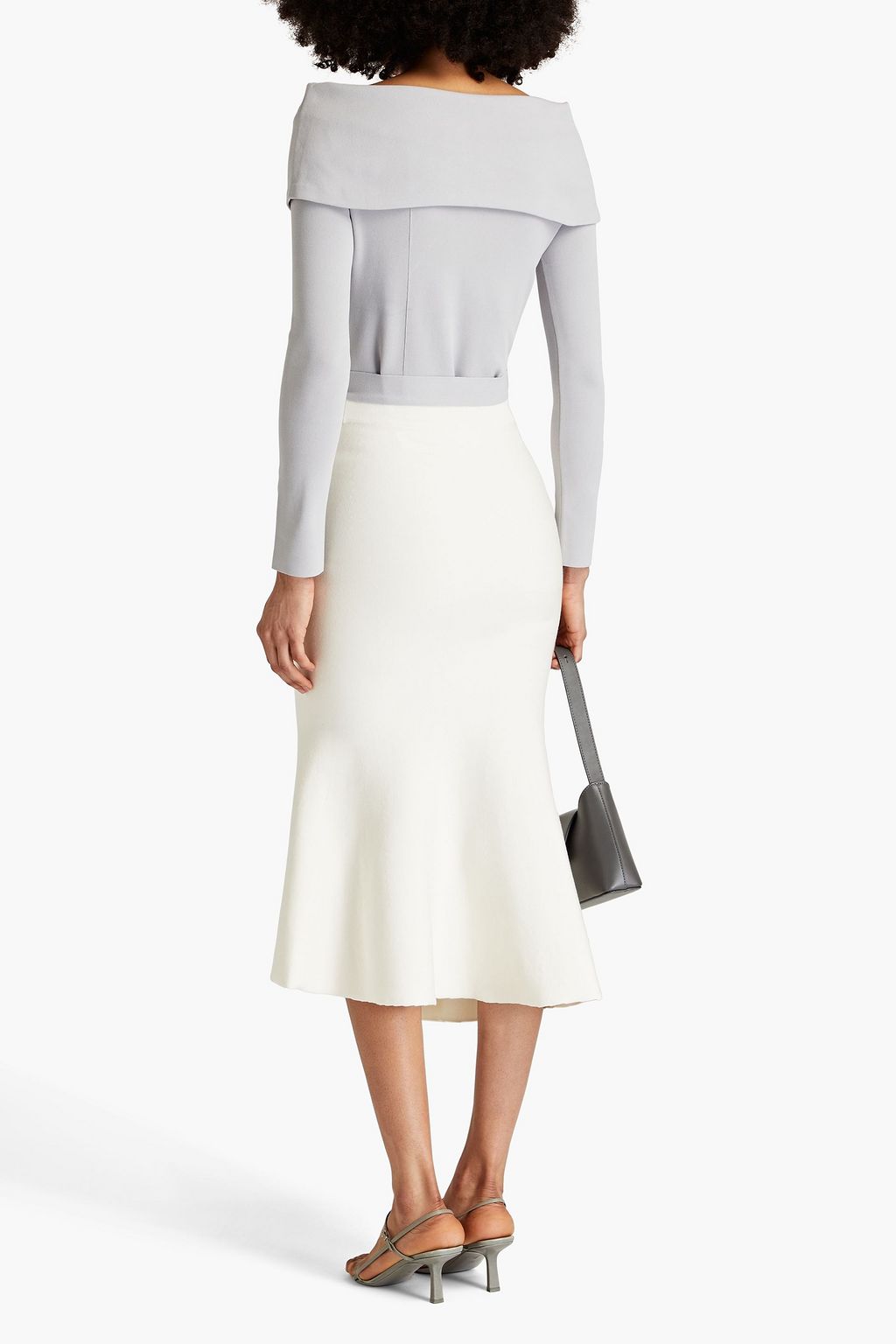 SAFIYAA Alodie asymmetric knitted midi skirt