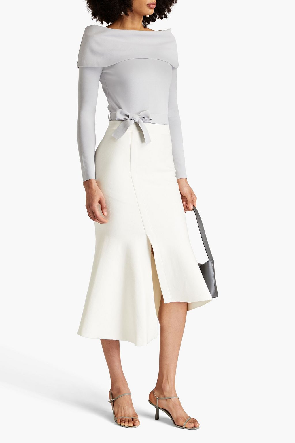 SAFIYAA Alodie asymmetric knitted midi skirt