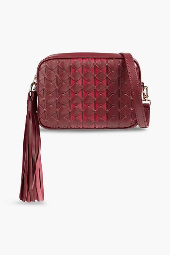 Serapian Small Secret Tote Bag in Rugiada Leather, Woman, Burgundy