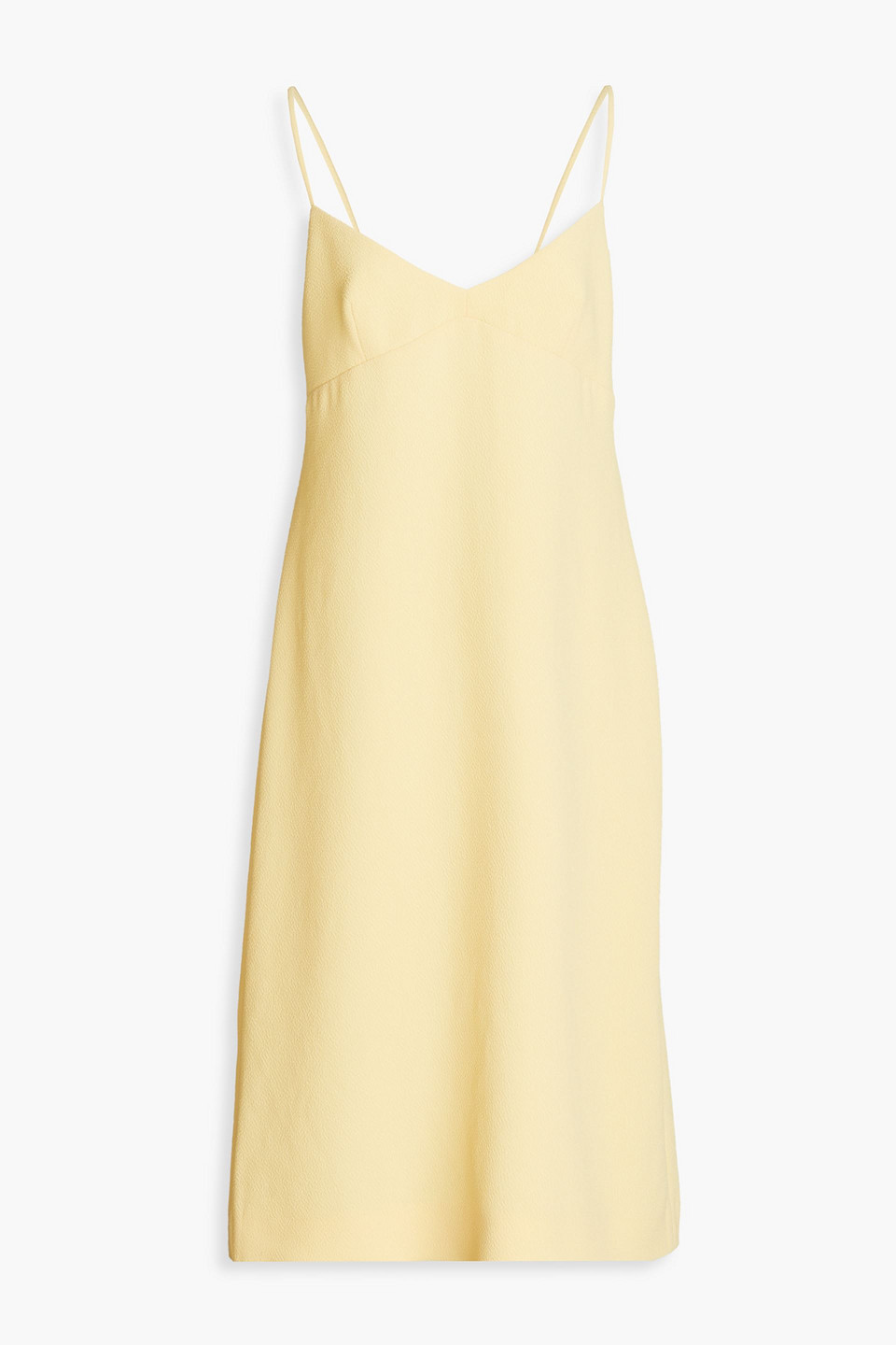 Emilia Wickstead Crepe Midi Slip Dress In Pastel Yellow