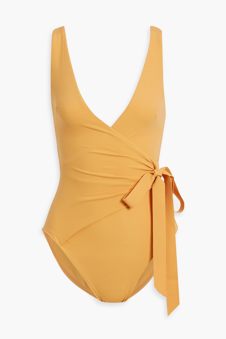 Zimmermann Separates Sculpt Wrap-effect Swimsuit In Marigold