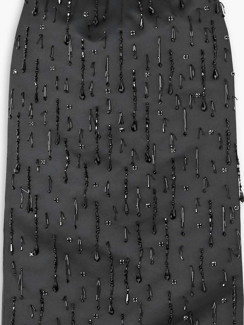 genevieve bead-embellished duchesse-satin midi skirt