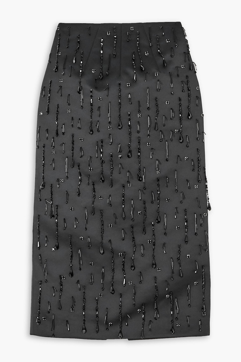 Emilia Wickstead Genevieve Bead-embellished Duchesse-satin Midi Skirt In Black