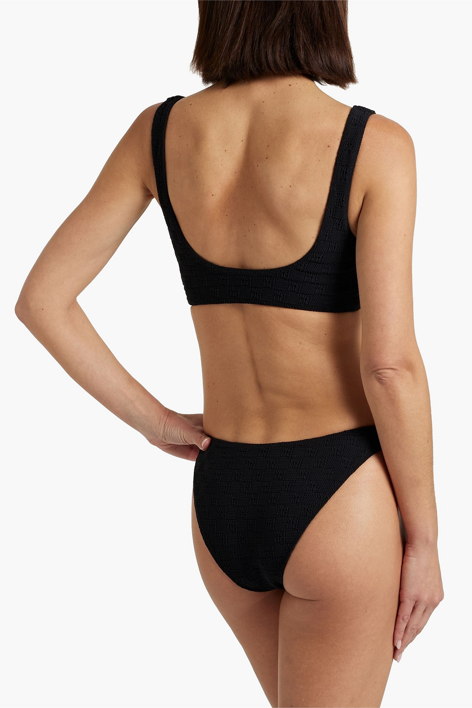 Shop Alexander Wang T Stretch-jacquard Bikini Top In Black