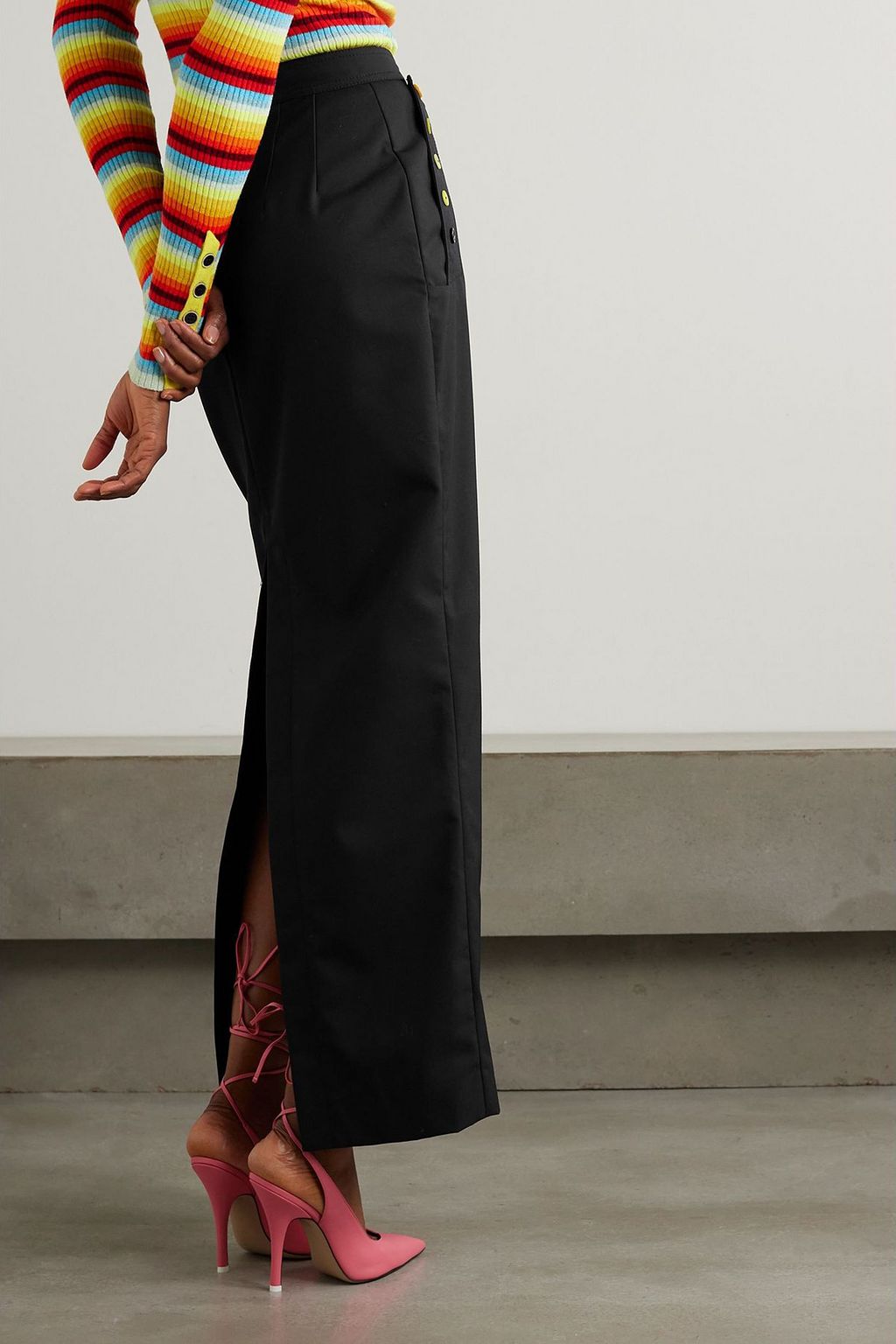 CHRISTOPHER JOHN ROGERS Button-embellished twill maxi skirt