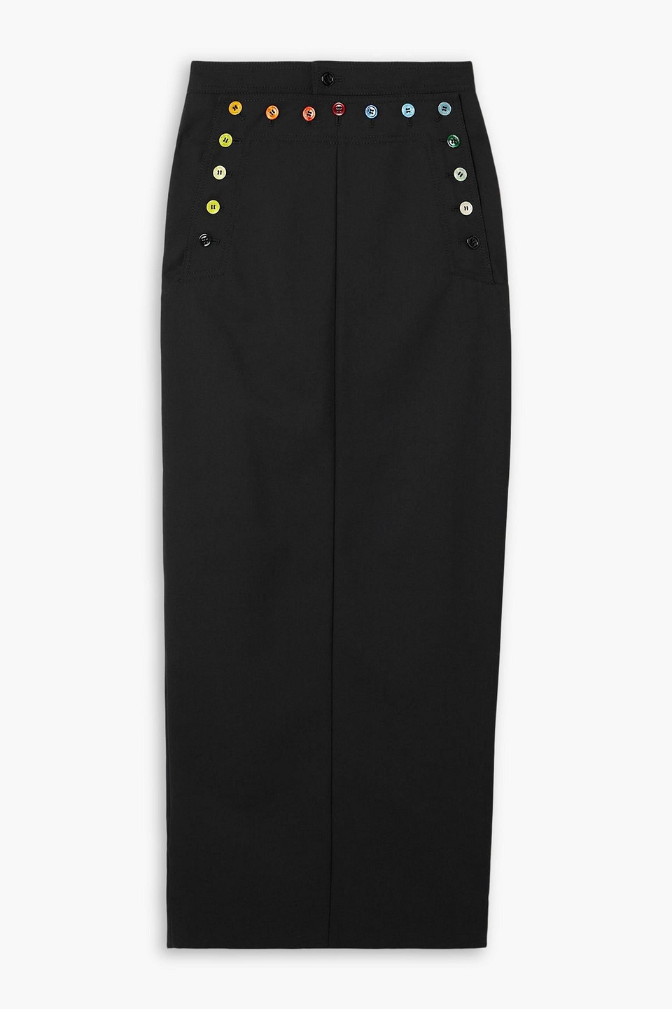 Christopher John Rogers Button-embellished Twill Maxi Skirt In Black